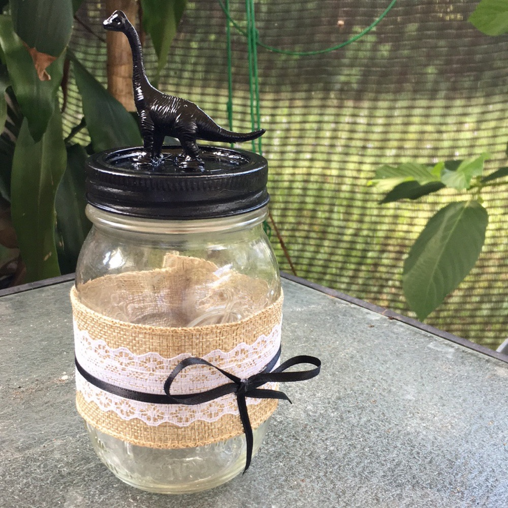 Dinosaur mason jar